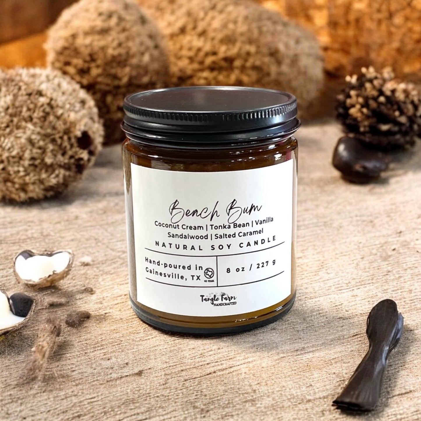 Beach Bum soy candle 8oz scented with bum bum