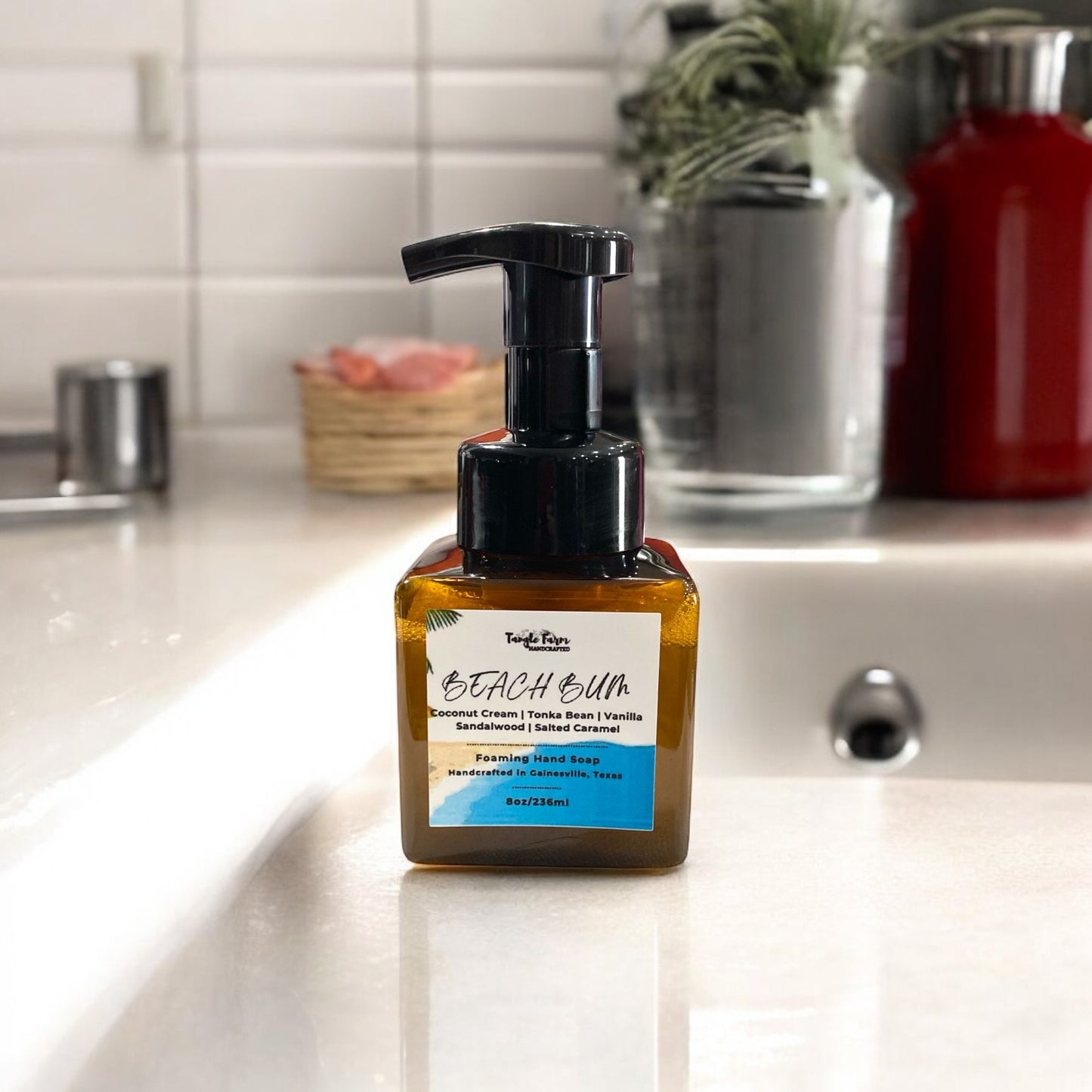 Beach Bum 8oz foaming hand soap scented with bum bum