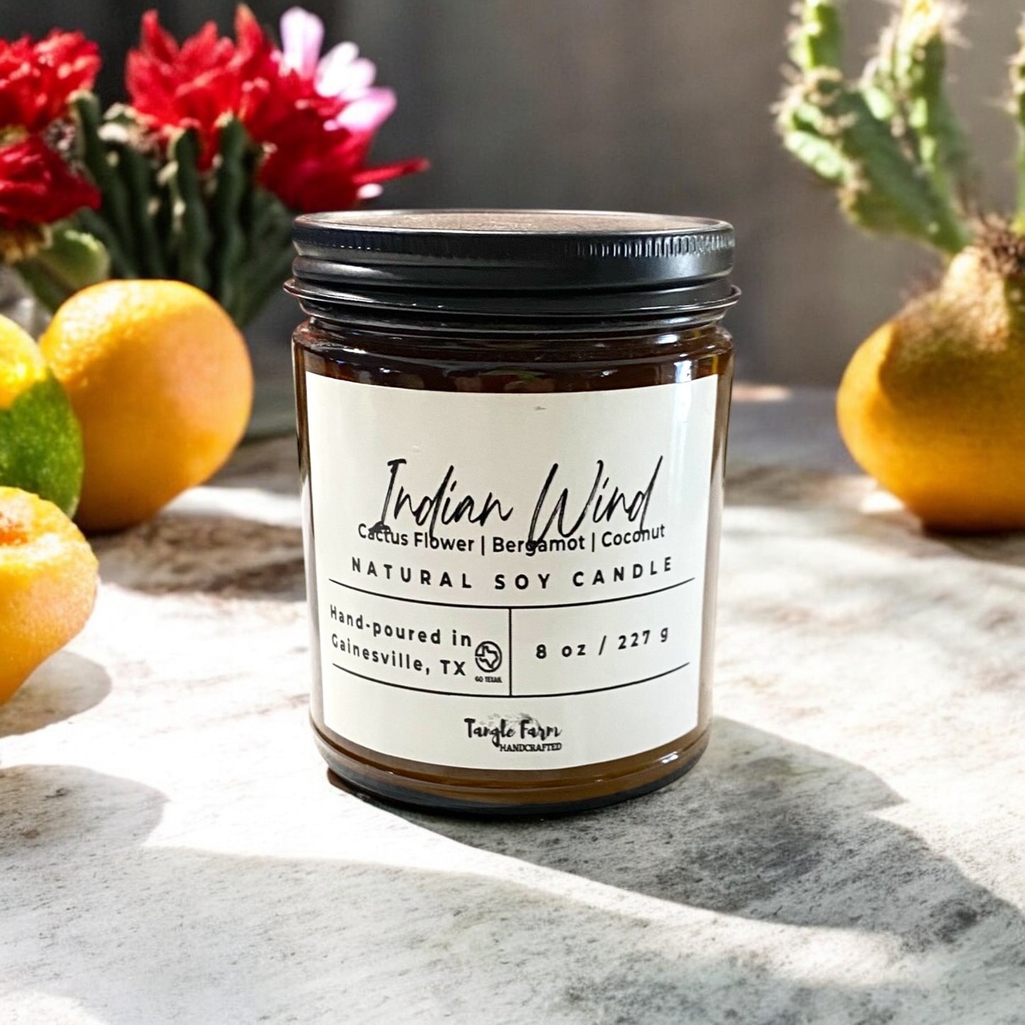 Indian Wind 8oz Soy Candle scented with Baja Cactus Blossom