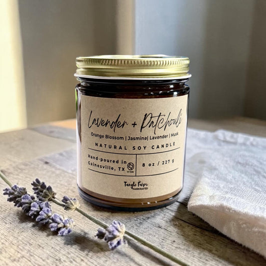 Lavender + Patchouli Soy Candle