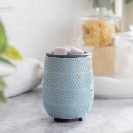 blue herringbone flip dish candle warmer