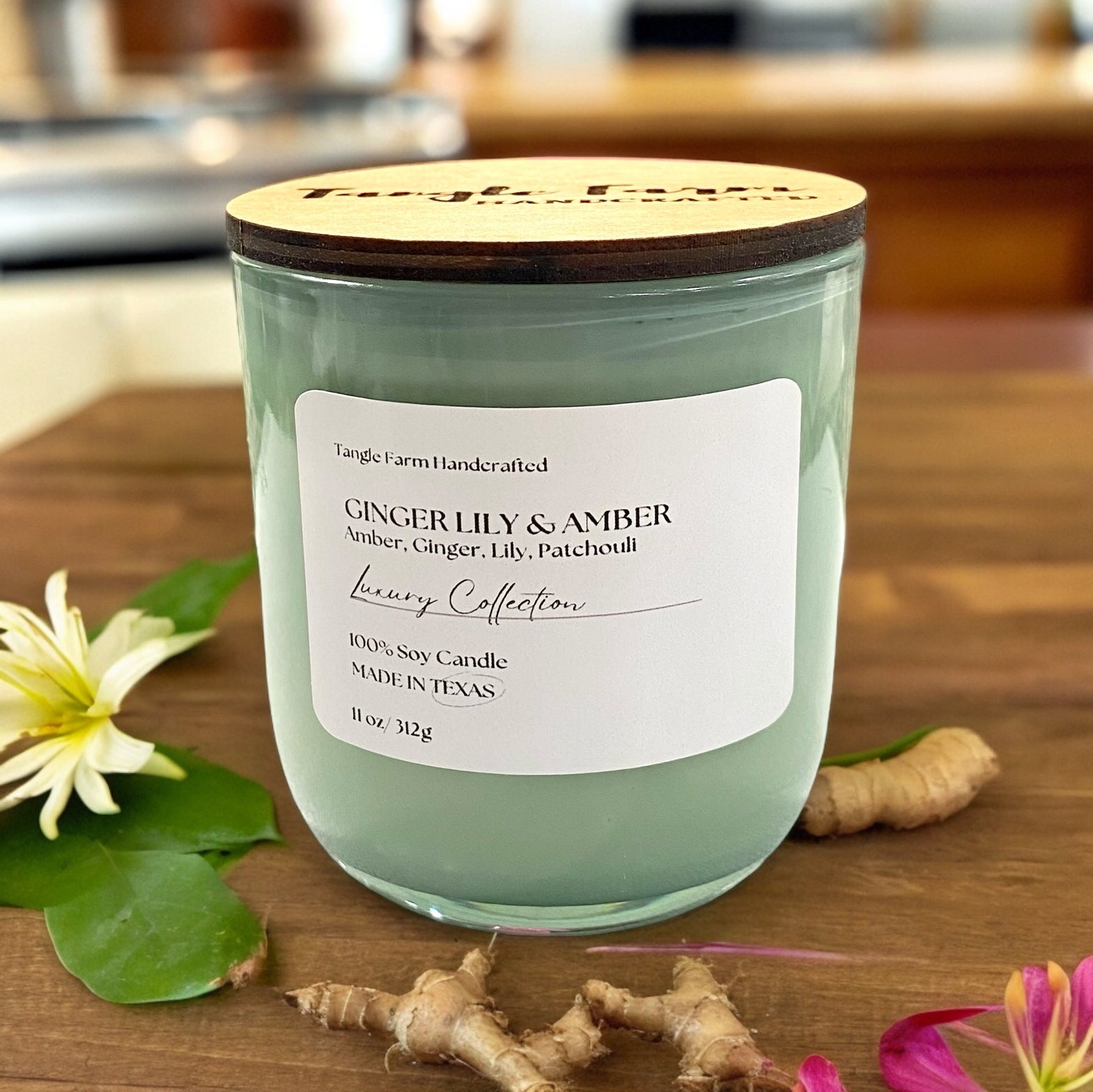 Ginger Lily and Amber lux soy candle