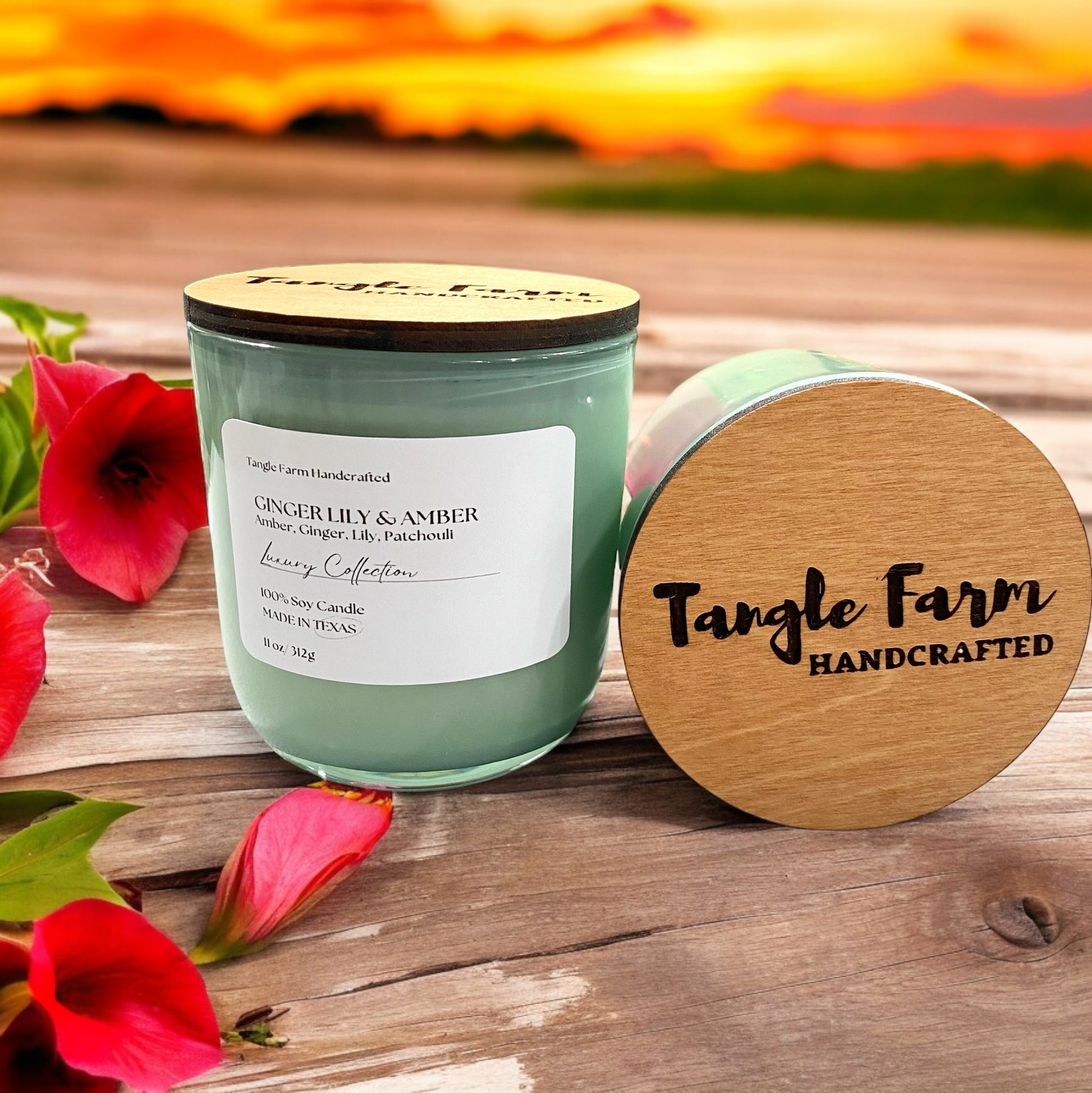 Ginger Lily and Amber lux soy candle