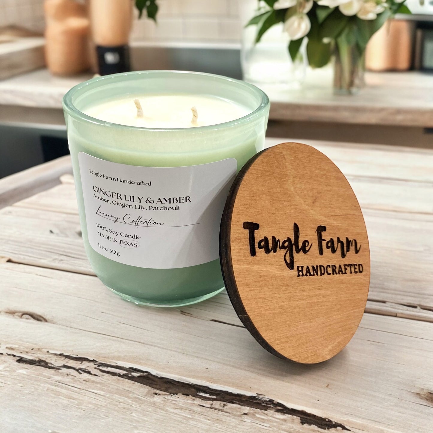 Ginger Lily and Amber lux soy candle