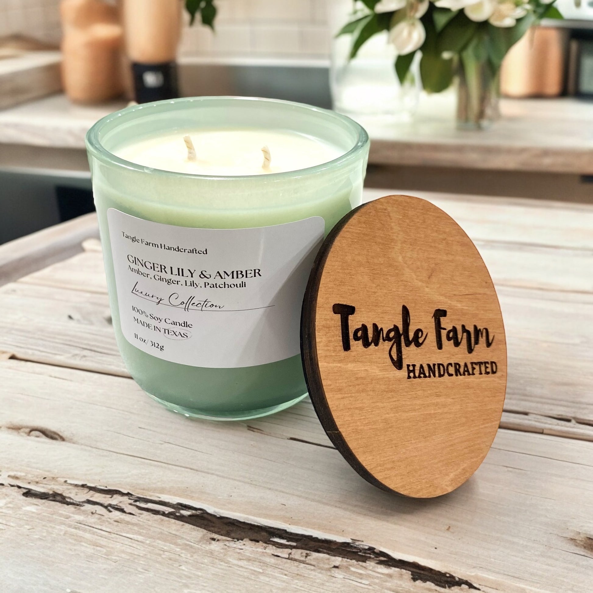 Ginger Lily and Amber lux soy candle