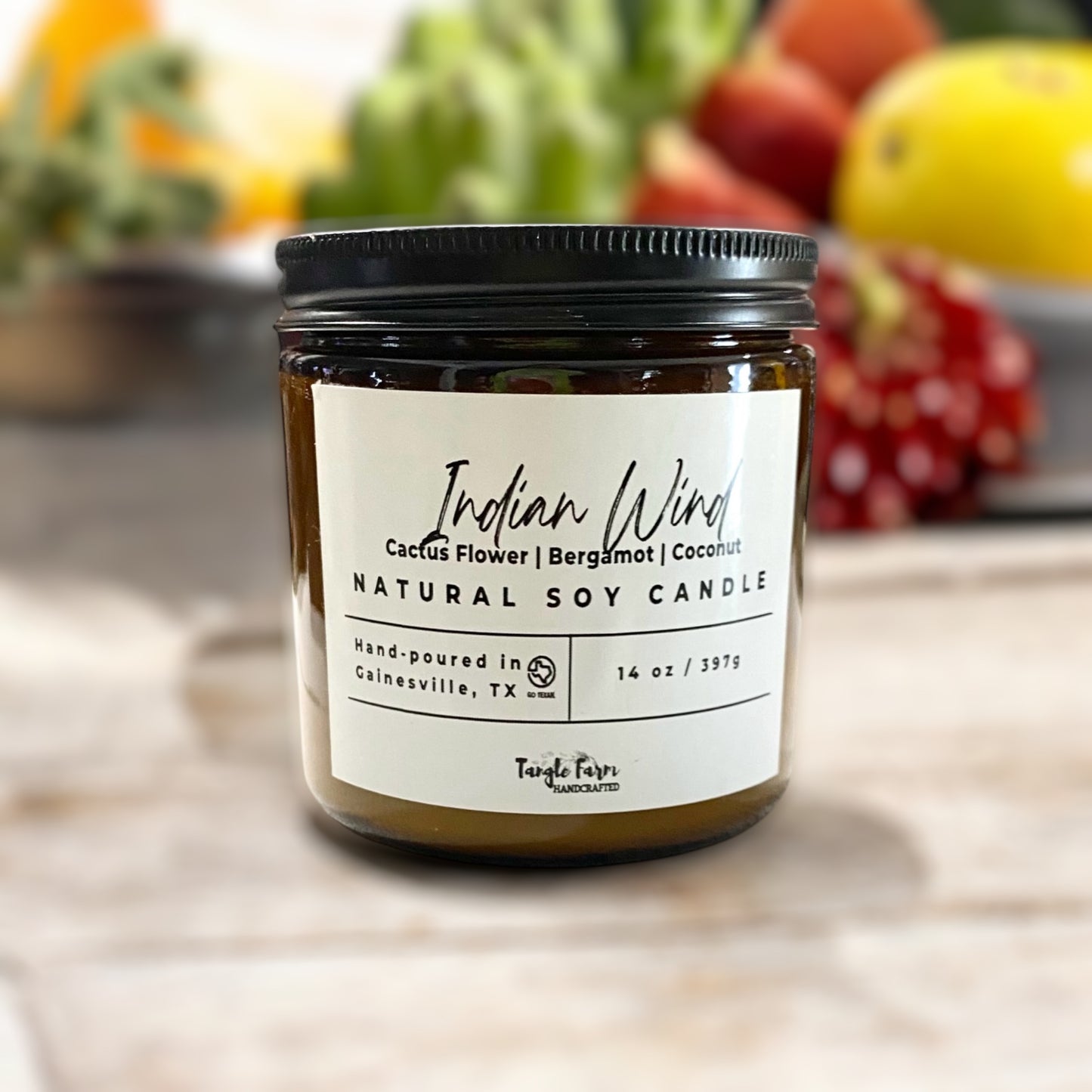 Indian Wind 14 oz Soy Candle scented with Baja Cactus Blossom