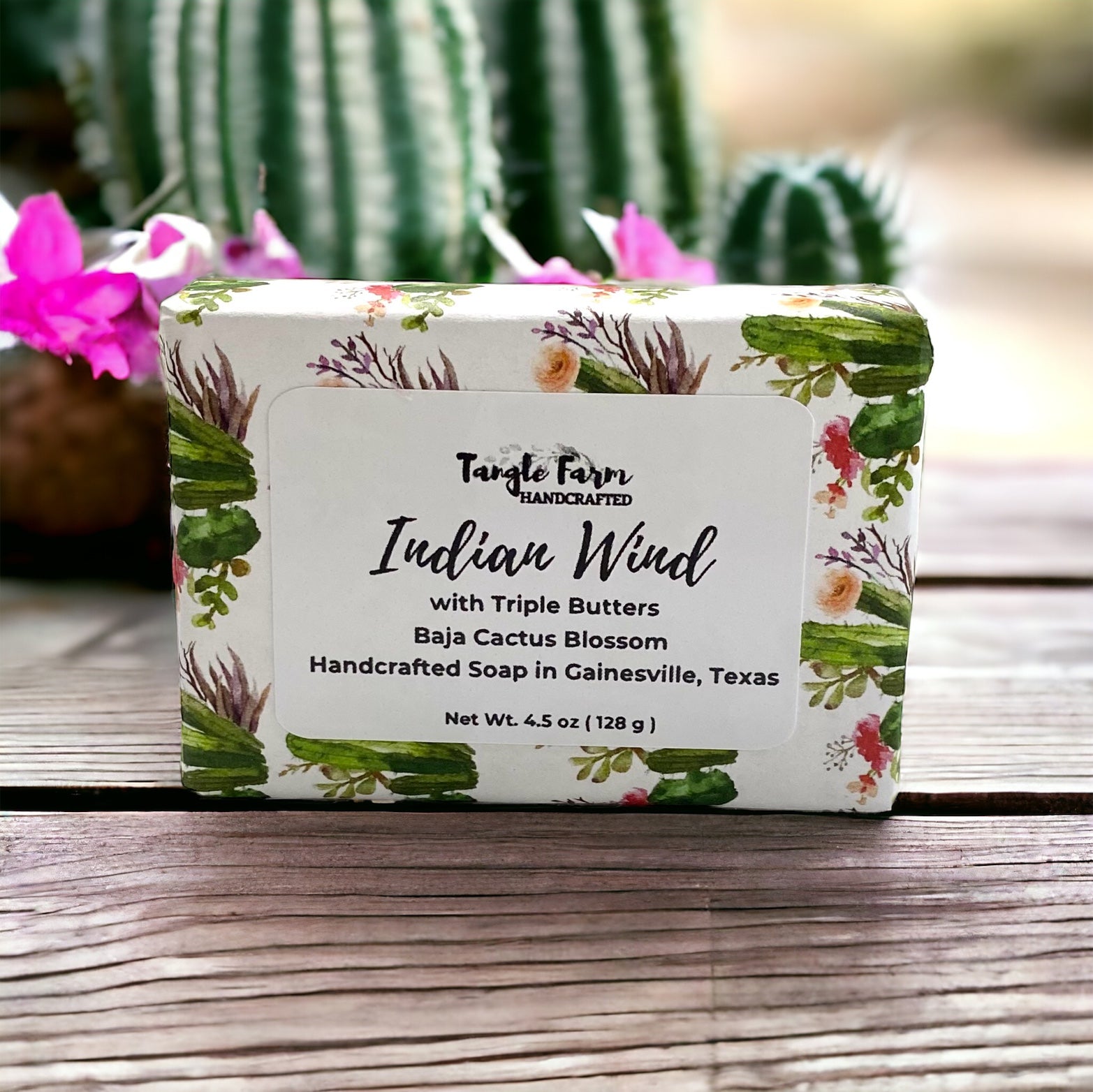 Indian wind cold processed soap with triple 3 butters of cocoa butter, shea butter, mango butter plus with buttermilk. scented with baja cactus blossom