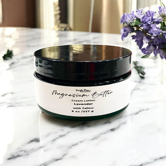 Lavender scented Magnesium Butter lotion with Tallow 8oz