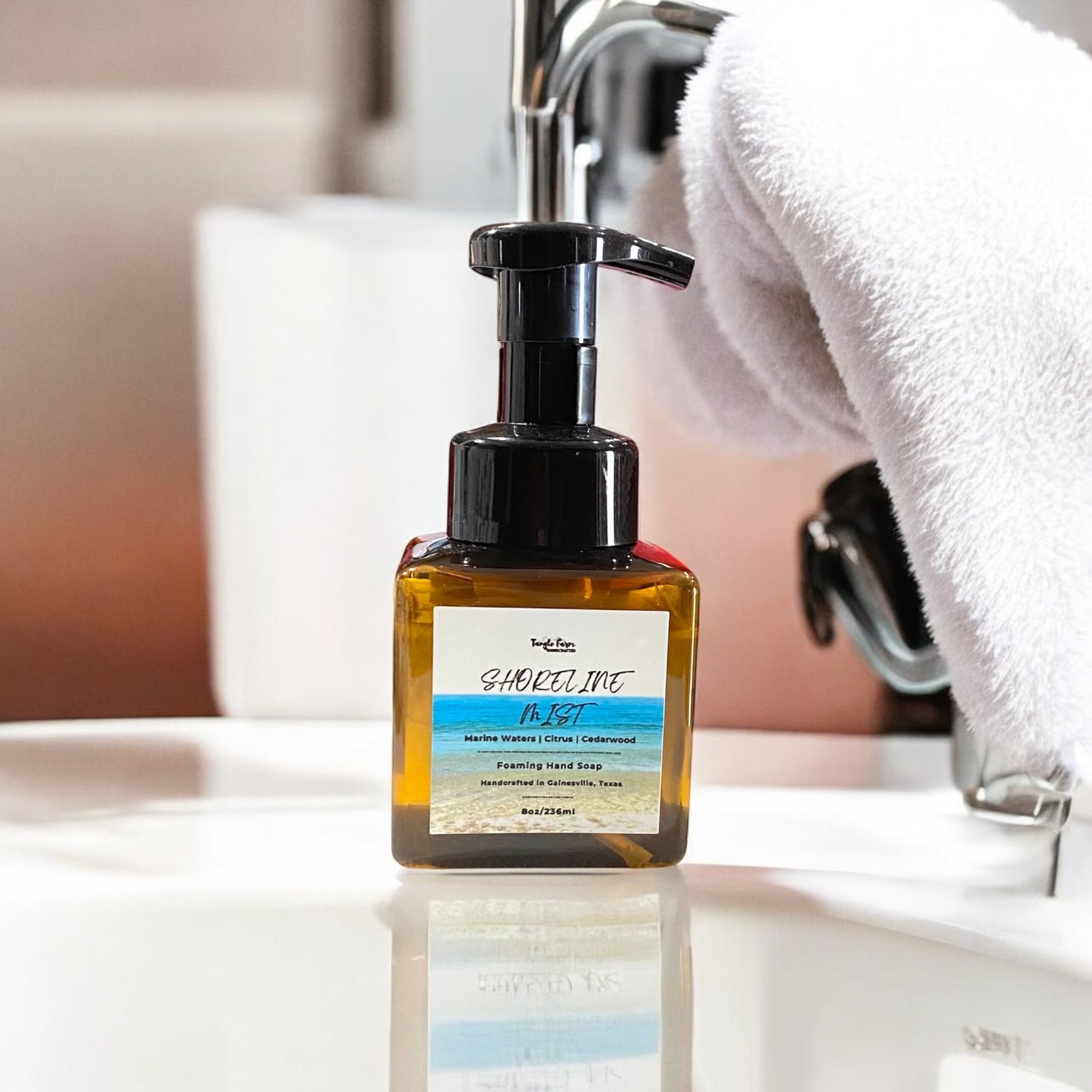 Shoreline Mist 8oz foaming hand soap scented with coastal waters
