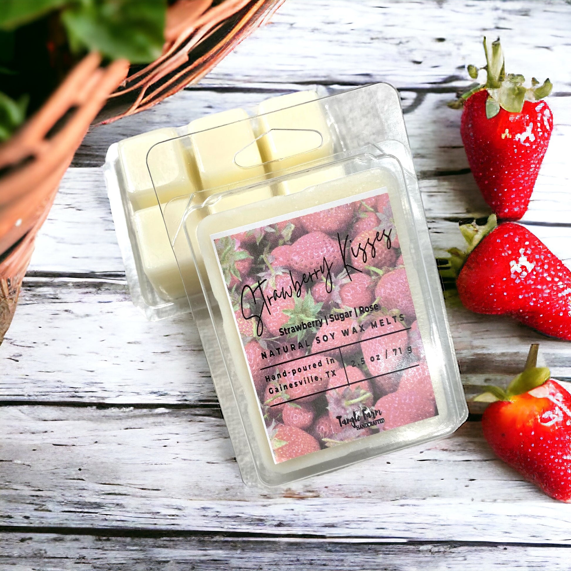 strawberry soy wax melt kisses tangle farm handcrafted