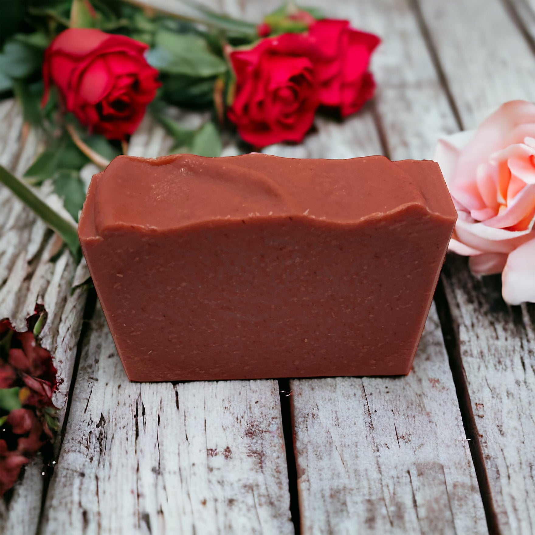 Fresh cut rose scented soap with goat's milk