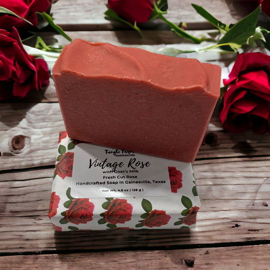 Fresh cut rose scented soap with goat's milk