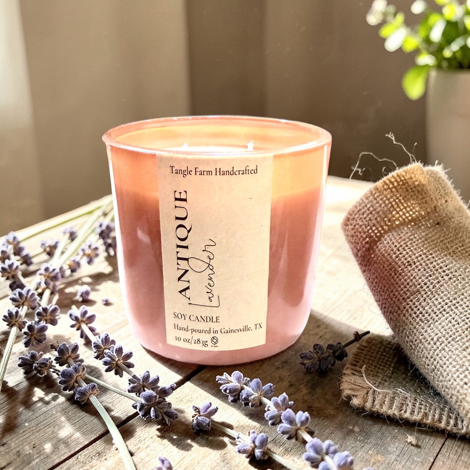 Antique lavender scent with black amber and lavender, housed in a sefarina container with a wooden lid – 10 oz.