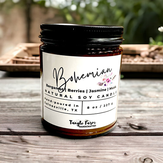 bohemian soy candle vampire's blood scent