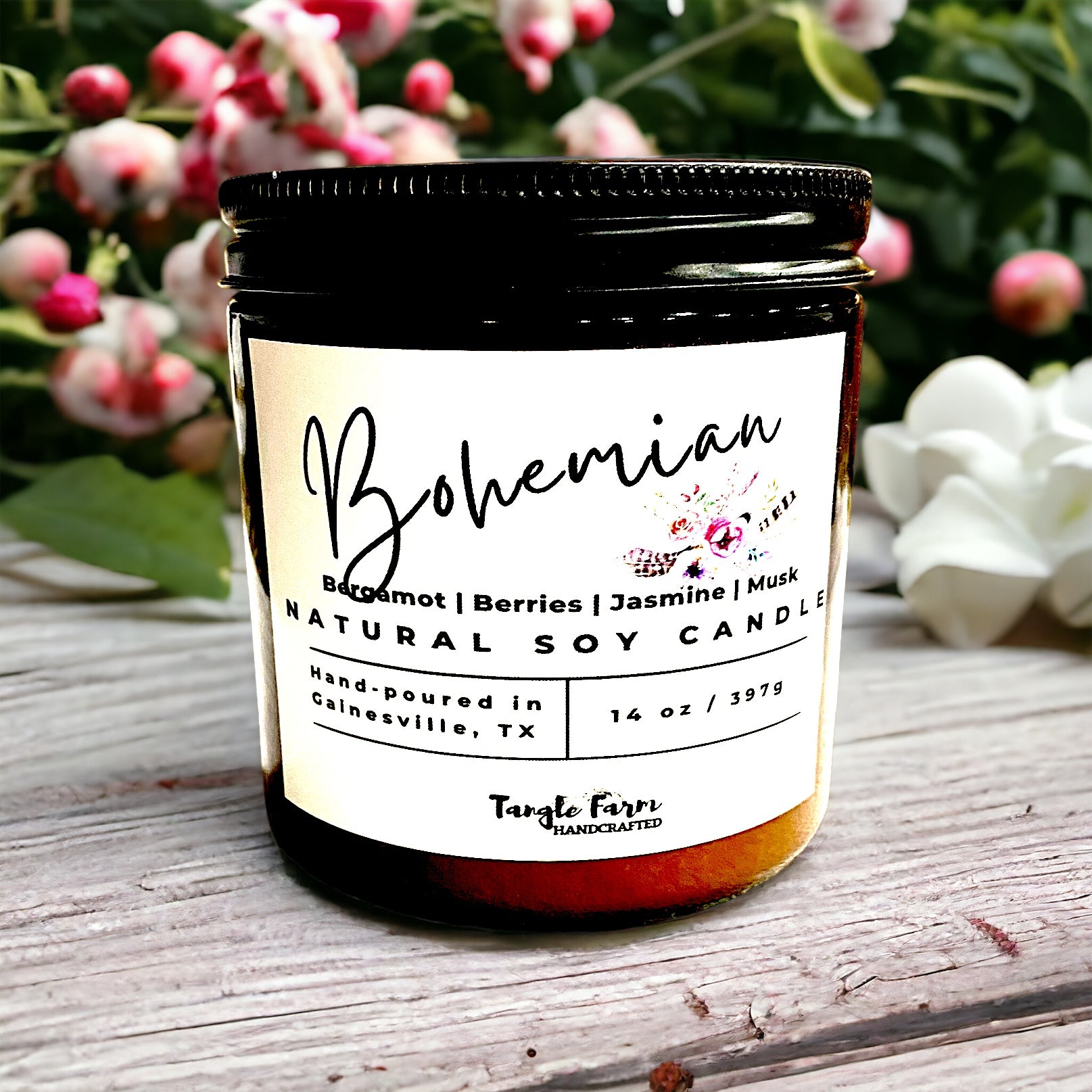 bohemian soy candle vampire's blood scent