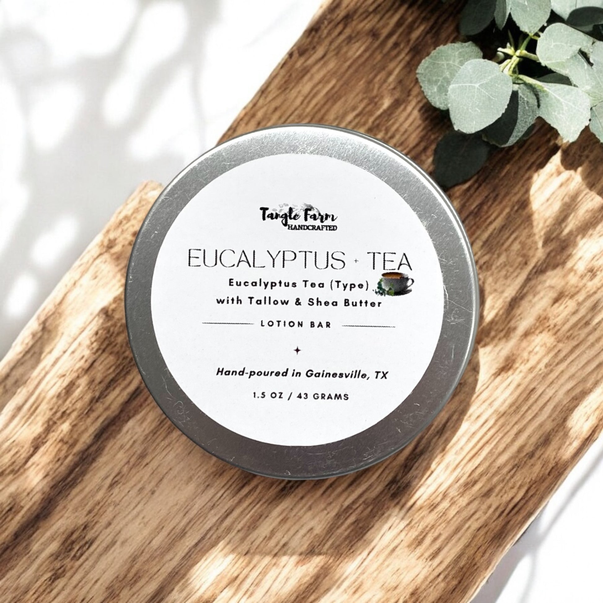 Eucalyptus + tea Solid lotion bar with organic Tallow.