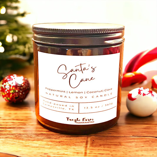 Santa's Cane Soy Candle