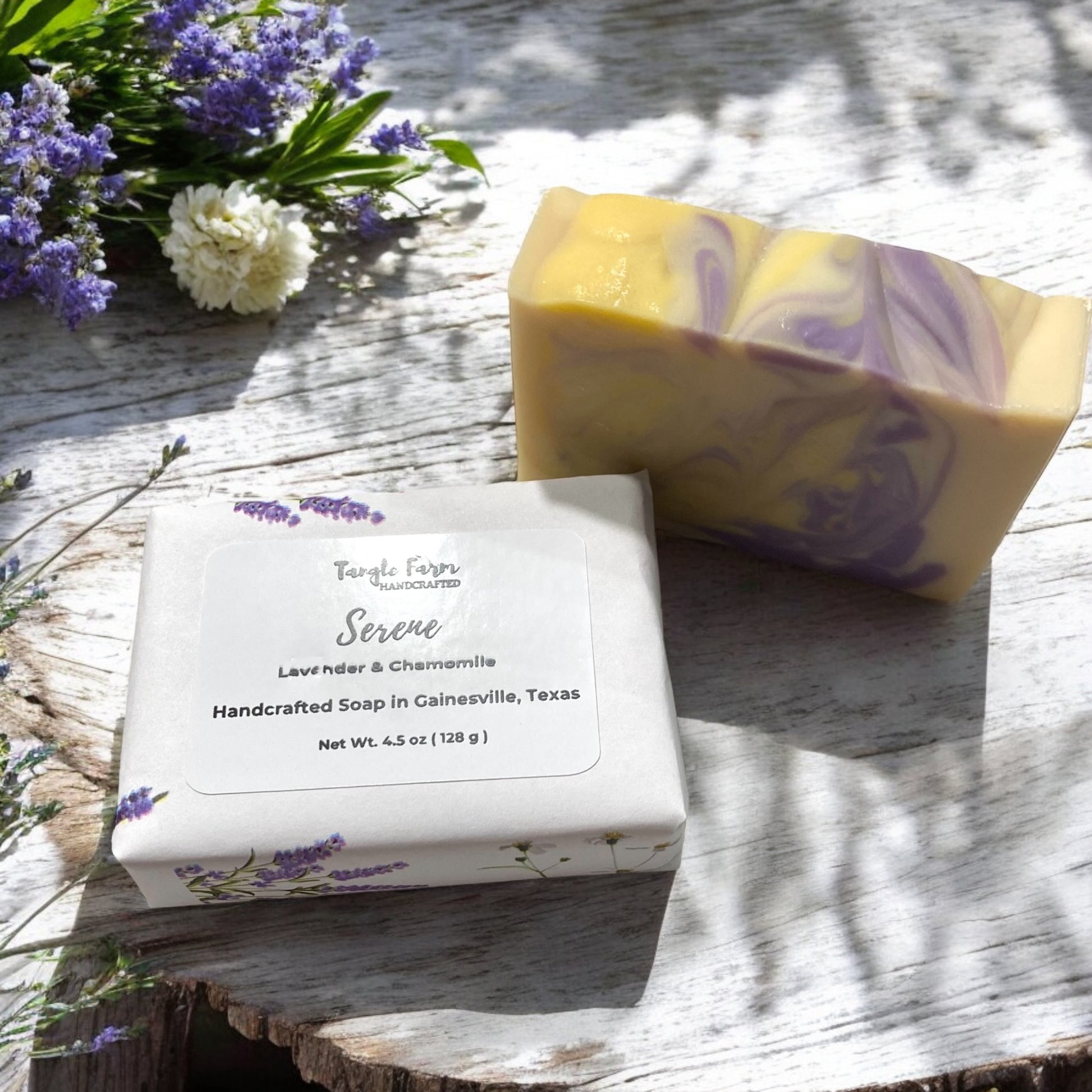 Lavender and chamomile handcrafted soap