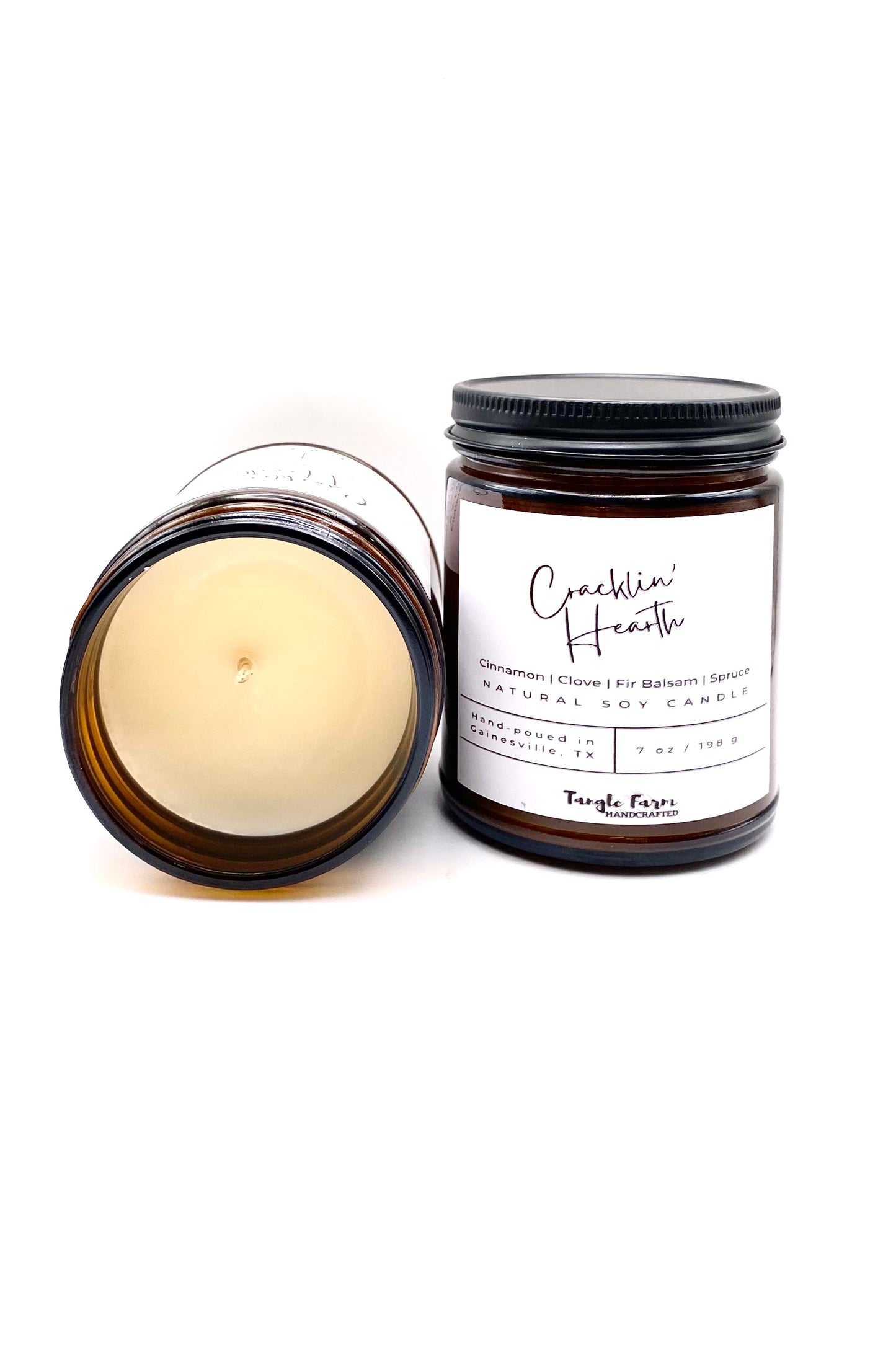 cracklin' hearth soy candle, home for the holidays fragrance oil scent