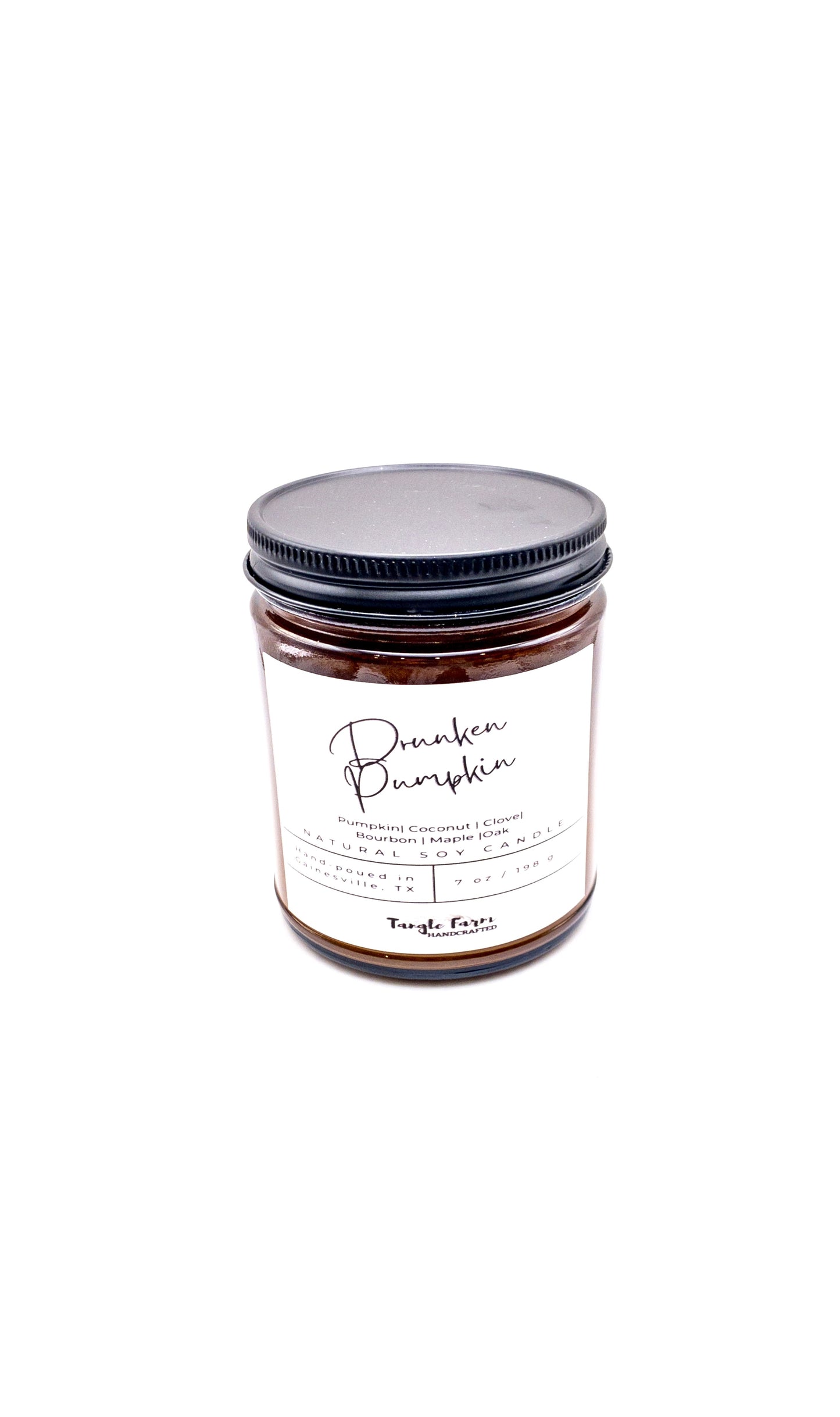 Drunken Pumpkin punkin 7oz soy candle fall season holiday halloween thanksgiving pumpkin bourbon maple clove oak